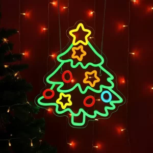 Christmas Tree With Star Merry Christmas Neon Sign
