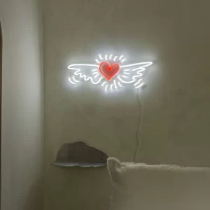 Wing Heart Neon Sign - Custom Neon Signs (30In x 12In)
