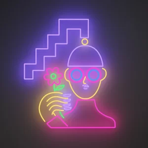 Zig Zag Girl by Emily Eldridge Neon Sign - Neon Lights For Room (18In x 30In)