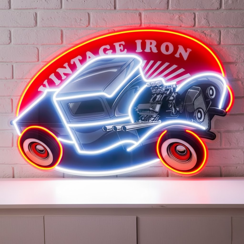 amazing black hotrod truck personalised neon light | custom neon signs, led name lights for room