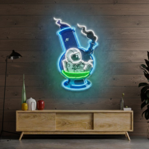 astronaut and sausage custom uv print neon signs | led neon name lights for room & shop (copy)