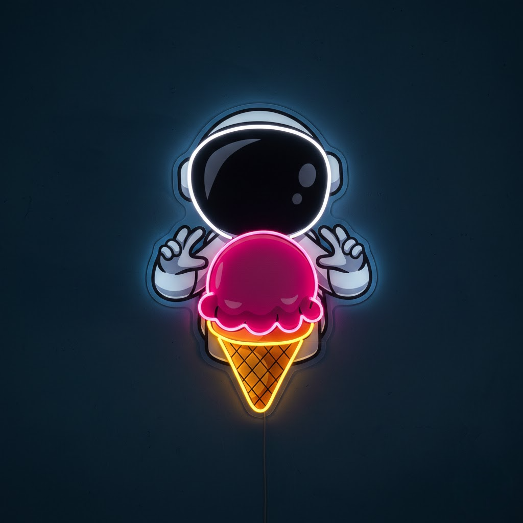 astronaut carrying tacos personalised led neon signs | custom neon letters & neon light board (copy)