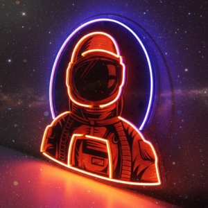 astronaut eating ramen neon name lights | custom led neon signs for room decor & businesses