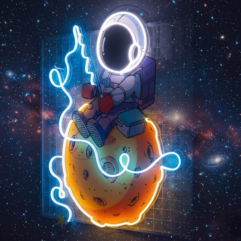 astronaut fishing personalised neon sign board | custom led neon name lights for rooms astronaut fishing personalised neon sign board | custom led neon name lights for rooms