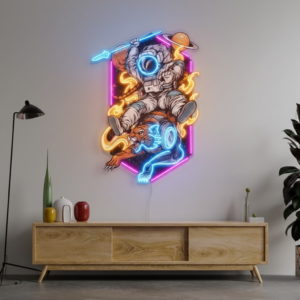astronaut riding tiger led neon acrylic artwork photoroom