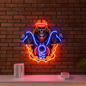 biker skull uv print neon light board | custom led neon signs for room & shop
