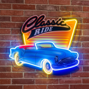 blue classic car neon signs | led neon lights for bedroom & room decor