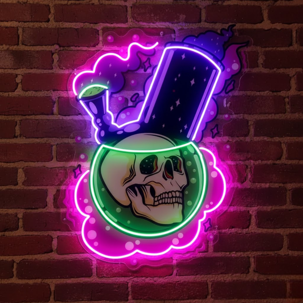 bong skull uv print custom led neon signs | neon lights for room & bedroom bong skull uv print custom led neon signs | neon lights for room & bedroom