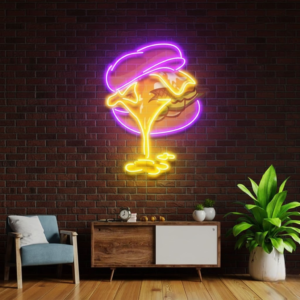burger led led neon signs for room | custom neon lights with uv print