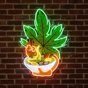 cannabis eat ramen uv print neon sign board | custom led neon lights for home & shop