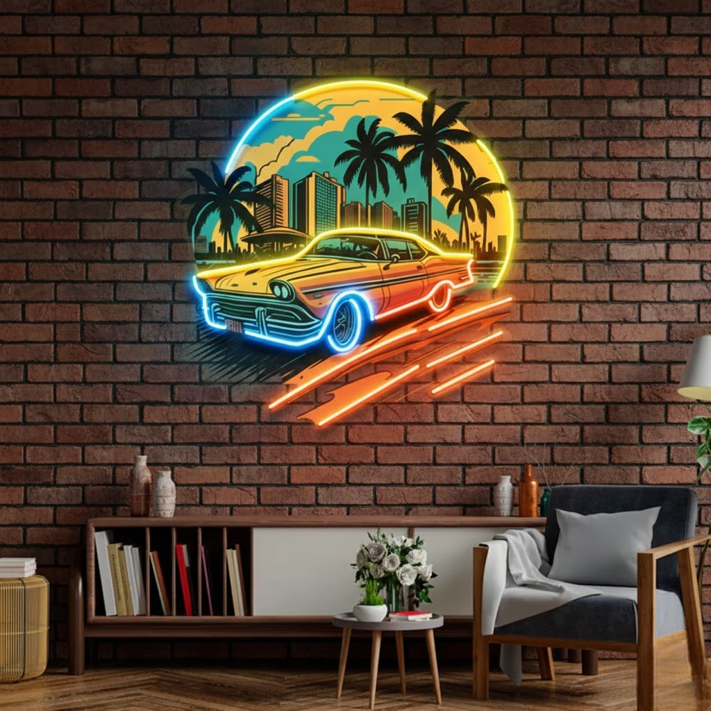 car the sunset custom led neon signs | neon lights for room, bedroom & gaming setup car the sunset custom led neon signs | neon lights for room, bedroom & gaming setup