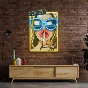 cartoon girl in sunglasses personalised neon light with name | custom neon letters & led signs