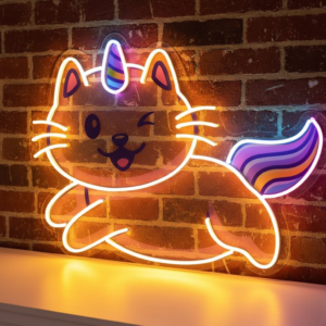 cat family in abstract art neon sign board with uv print | custom led neon lights for home & shop (copy)