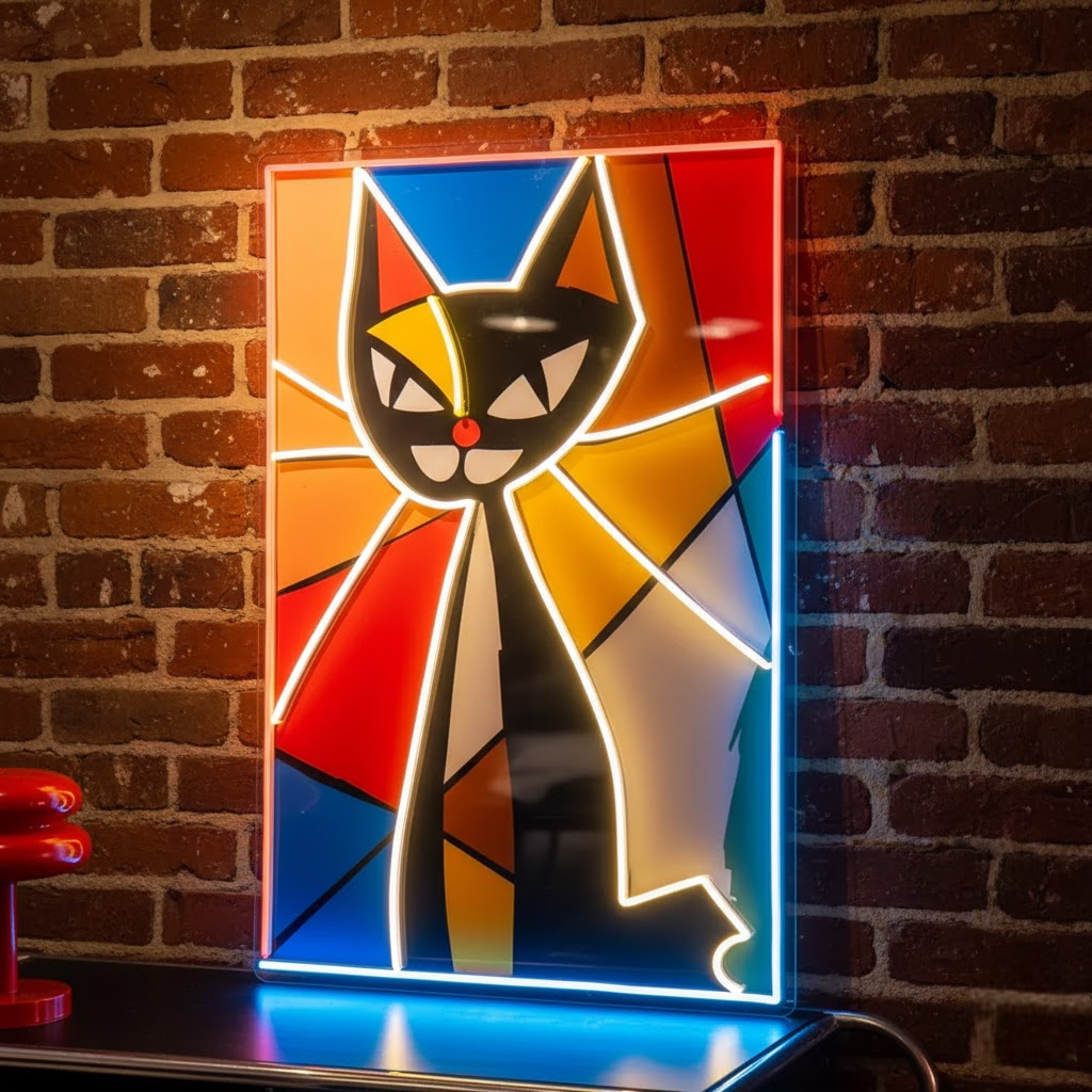 colorful cat painting in abstract art custom neon signs | uv print led neon lights for room, shop & name signs colorful cat painting in abstract art custom neon signs | uv print led neon lights for room, shop & name signs