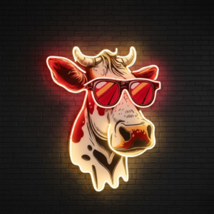 cool cow uv print custom neon lights | personalised neon sign board | led neon name signs for bedroom & shops