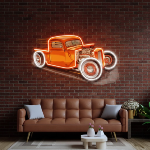 drag racing car uv print led neon name sign | custom neon lights for room & shop decor