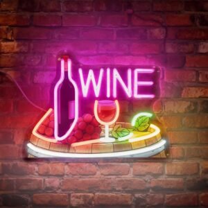 Wine Neon Sign - Bottle & Grapes LED Bar Light