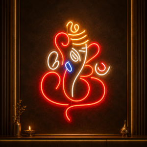 Divine Ganesha LED Neon Sign – Multicolor Lord Ganpati Wall Decor for Home, Temple & Festive Decoration 30In x 48In