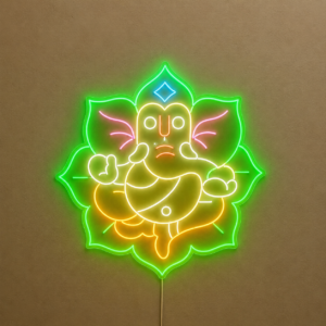 Lord Ganesh Multicolour LED Neon Sign – Decorative Ganesha Wall Light for Home, Mandir, Office & Festive Décor (42In x 42In)