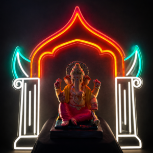 Ganesh Decoration LED Neon Sign | Lord Ganesha Neon Light for Home, Pooja Room, Ganesh Chaturthi & Festive Décor (48In x 48In)