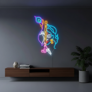 Krishna Ji Custom Name Neon Sign India | LED Neon Light for Wedding & Room Decor (20In x 36In)